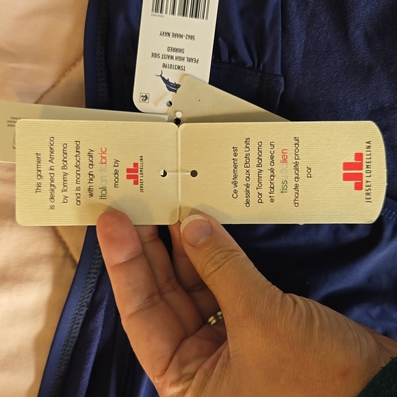 Tommy Bahama Pearl High Waist Side Shirred Bikini Bottom, Mare Navy, Large, NWT - Picture 10 of 13